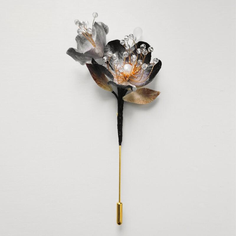 Black Peony Brooche